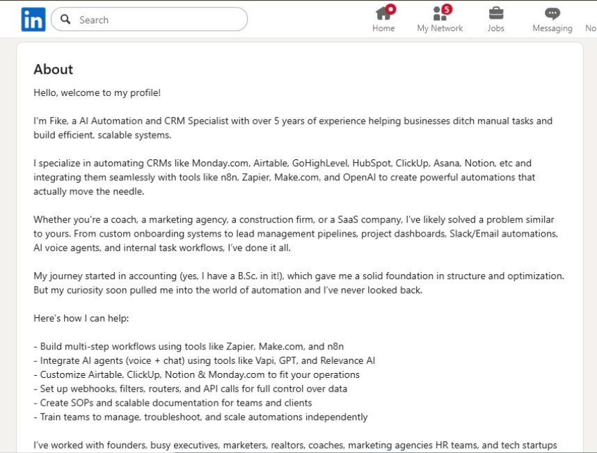 optimize linkedin profile